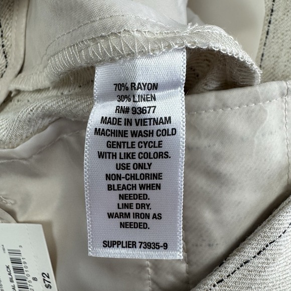 Worthington Relaxed Mid Rise Linen Blend Pants Natural Black Wide Leg Baggy NWT - Picture 4 of 9